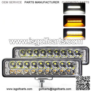 6 Inch LED Light Bar Slim Pods White with Amber Turn Signal DRL Spot Small Fog Driving Rear Reverse Work Light Mount for Truck Jeep Off-road ATV UTV Golf Cart Car Trailer Exterior (2 Pack)