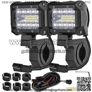 4INCH 60W 3-Row Offroad Led Work Light Bar Driving Wiring Harness Switch KIT/COMBO, Spot/Flood/Combo Lightbar Waterproof 12V 24V with Mounting Bracket 1"/1.5"/1.75"/2" For 4x4 ATV UTV