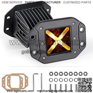 Auto Buero Flush Mount LED Pods with Amber Daytime Running Light, 2Pcs 5 Inch 20W Spot Light LED Work Light Bars Compatible with Reverse Fog Light for Off Road Golf Cart Trucks Tractor Boat