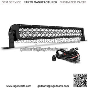 LED Light Bar 24 Inch Straight Work Light 4D 200W with 8ft Wiring Harness, 20000LM Offroad Driving Fog Lamp Marine Boating Light IP68 WATERPROOF Spot & Flood Combo Beam Light Bar