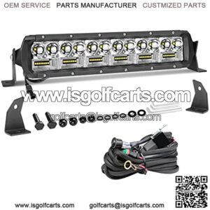 12" LED Light Bar with Wiring Harness, 162W Dual Row Off Road Light Bar Kit Spot Flood Combo Beam Super Bright Driving Light Bar for ATV UTV RZR Ranger Can-am Bumper