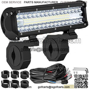 12 Inch LED Light Bar, Triple Row Spot/Flood/Combo Work Driving Fog Lights with Wiring Harness Switch, Off Road Lighting Mount Bracket Clamp Holder 1"/1.5"/1.75"/2" for Truck Jeep 4x4 ATV UTV