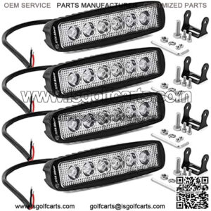 LED Light Bar 4PCS 18W 6 Inch Flood LED Work Light Pods Single Row Off Road Led Light Driving Light Fog Light Boat Light Waterproof SUV ATV 4WD Car Truck Golf Cart 12V 24V