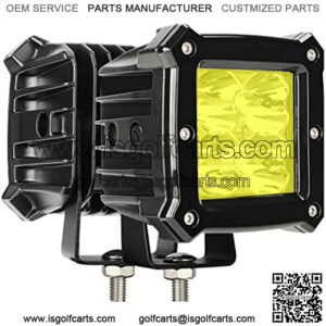 Yellow Led Pods Light Bar ?C 3.4 Inch 40W Square Work Driving 12V/24V Fog Cube Light Waterproof Spot Beam for Truck Pick-up Boat Off-road ATV UTV Golf Cart Trailer 4X4 Motorcycle (Pack of 2)