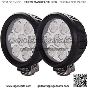 6 Inch Round 70W 6000K Nature White Super Bright 30?? Flood Beam LED Off Road Auxiliary Light for Low Speed Driving, IP69 Waterproof Rating, 2 Pieces