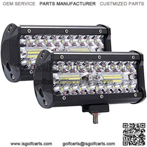 2PCS 7 Inch 120W Triple Row Flood Spot Combo Led Light Bar LED Pods Driving Boat Lights Led Off Road Trucks Lights, 2 Years