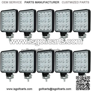 12v Led Flood Tractor Work Reserve Lights, 48W Backup Driving Lights for Tow Trucks, Tractor, Trailer Cargo, Skid Steer, Forklift, Kayak (10PCS Square)????