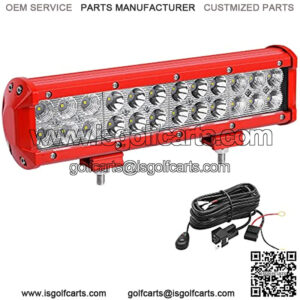 LED Light Bar Wiring Harness,12inch 72W Red LED Work Light Pod Offroad Driving Light Fog Lights Spot Flood Combo Beam Waterproof SUV 4WD ATV Truck Boat Golf Cart