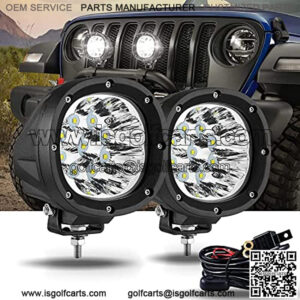 4 Inch Round LED Offroad Lights 2PCS 90W LED Light Pods Round LED Driving Lights Spot Flood Work Fog Light with Wiring Harness for Truck Pickup SUV ATV UTV 4x4 Jeep(White Beam)