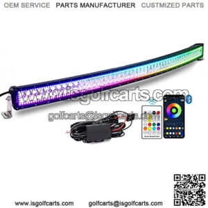 Bluetooth 52inch 300w Curved Led Light Bar with Chasing RGB Halo Ring, Multicolor Changing w/Wireless Spot Flood Combo Beam Free Wiring Harness for Off Road Truck Cars UTV ATV RZR