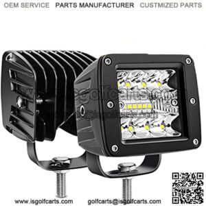 2PCS 3Inch 42W LED Cubes Upgraded Spot Flood Combo Beam Square LED Pod Light Driving Fog Light for Offroad Pickup Trucks Jeep ATV UTV SUV (14025C-B)