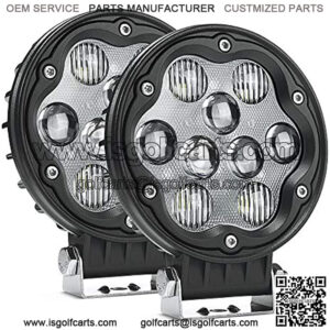 2Pcs 4.7 Inch 27W Round LED Light Pods, 2335lm Spot Flood Combo Beam Off Road Driving Lights White Light