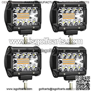 4 Inch 60W LED Pods LED Light Bar Amber White 6 Mode LED Work Light Strobe Light Bar Flash Off Road Driving Fog Lights Flashing for Car Trucks Polaris Boats Pickup UTV ATV