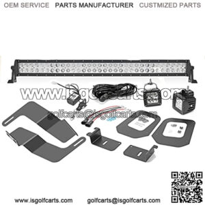 32" 180W LED Front Bumper Grille Light Bar Mount Kit for 2016-2021 Toyota Tacoma & 2X 3 LED Fog Driving Lights Pods Replacement Brackets Plug N Play w/Remote Control Wiring Harness