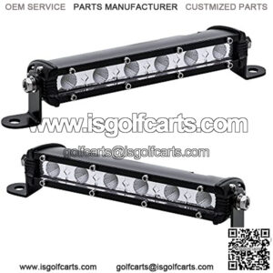 2pc 7" Ultra-Slim Single Row Off Road LED Light Bar [1530lm] [18W] [IP68 Waterproof] [12V - 24V] Fog / Driving / Work Lights for Trucks ATV Cars - 60 Degrees Flood Light