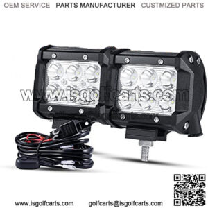 LED Light Bar 4 inch 18W LED Pods 1800lm Spot Beam Driving light Offroad lights with Wiring Harness (Pack of 2)