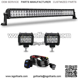 32Inch Led Light Bar 180W Flood Spot Combo Beam Off Road Driving Light+2Pcs 4Inch 18W Led Pods W/Rocker Switch Wiring Harness for Jeep Trucks SUV Polaris ATV UTV Boat Lighting