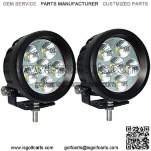 3.5" Round Compact 18W 6000K Natural White Super Bright 30?? Flood Beam LED Off Road Headlight Fog & Driving Backup Reverse Light for Motorcycle & Power Sports, IP69 Waterproof Rating, 2PCS