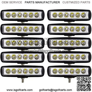 10pcs 18W 6 Inch LED Work Light Spot Beam Single Row LED Light Bar 12V 24V Super Slim Offroad Driving Lights Fog Lamps for Truck Tractor Boat 4x4 Car SUV ATV
