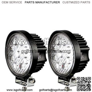 LED Pods Spot Flood Light 4" 27W Round Work Light 6000K for Tractor Bulldozer UTV Golf Cart Boat Off Road Truck Jeep SUV ATV - Voltage Automotive (2x Flood Light)