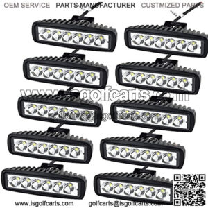 10 Pcs 6 inch 18W Spot LED Work Light Bar Off Road Car Driving Lamp for Jeep Cabin Boat SUV Truck Car ATV Vehicles Marin (18W,6000K)