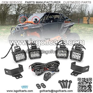 RZR 4 PCS LED Light Pods 18W & Spot Work Light Mounting Brackets for A-Pillar Roll Bar Dual Lights with Rocker Switch Wiring Kit Compatible with Polaris RZR XP 1000 900 800 Models 2014-2022