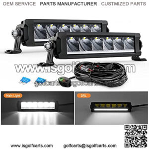 9Inch Single Row LED Light Bar 2PCS 30W 3365LM Anti-Glare Spot DRL Offroad Slim Driving Light Bar IP68 w/ 16AWG DT Wiring Kit for Pickup Truck SUV ATV UTV Boat 4x4 Jeep