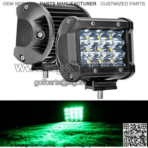 Green Led Light Bar 4-inch 36W Triple Row Spot Light Bar 3600Lm Led Pods Waterproof Off-Road Fog Lights with Bottom Brackets for Trucks Motor ATV UTV SUV Car Off-Road Boat 12V 24V