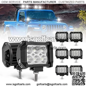 8Pcs 18W LED Light Pods, 4 Inch Flood Beam Work Lights,Off Road Driving Fog Cubes Lights Bar Waterproof for Truck Boat UTV ATV Marine Golf Cart Pickup Trailer