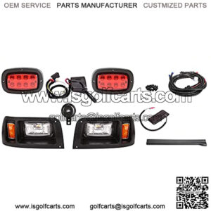 Golf Cart LED Headlight and Tail Light Kits for Club Car DS Carts (12V-48V), Super Bright With Turn Signals Kits, Brake Lights, Hazard Light Switch, Horn, Safe Daytime Running Lights