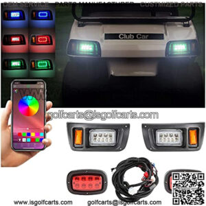 Golf Cart Deluxe LED Light Kit with Daytime Running Light Turn Signal Function Fits for Club Car DS with Headlight Taillight Brake Light Horn Turn Signal Assembly Upgrade Replacement