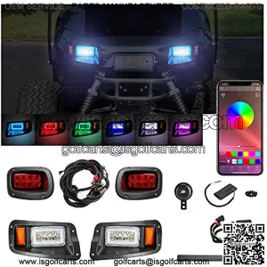 3 Version Golf Cart LED Headlight and Tail Light for EZGO TXT Freedom Carts (12V-48V) with Turn Signals Kits, Safe Daytime Running Lights & Multi Color App Bluetooth Control Light Kits