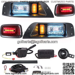 Golf Cart LED Headlight Tail Light Kit for EZGO TXT 95-15,12-48V Legal Street