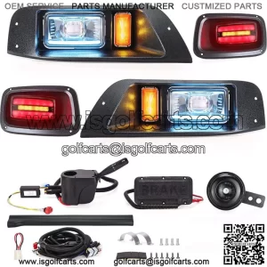 Golf Cart LED Headlight Tail Light Kit for EZGO TXT 95-15,12-48V Legal Street