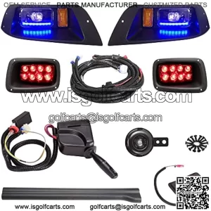 Deluxe Golf Cart Headlight Taillight Light Kit for EZGO TXT 36V All Year & 48V 1996-2013, with RGB Daytime Running Light Low High Beam Turn Signal Brake Pad Hazard Light