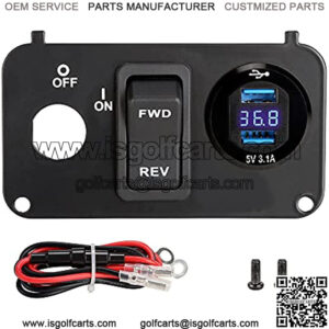 Golf Cart Key Switch Combo for EZGO TXT Medalist, Forward and Reverse Switch, USB Charger Socket with Voltmeter