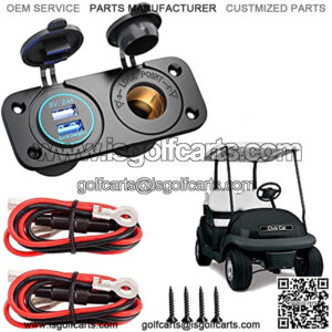 Golf Cart Cigarette Lighter Outlet & Quick Charge 3.0 DC 12V Input Waterproof USB Charger Power Socket Adapter Dual USB Ports Panel Universal for EZGO Club Car Yamaha Golf Cart Models