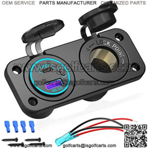 [Upgraded Version] 12V Cigarette Lighter Socket, Quick Charge 3.0 & PD 3.0 USB Charger Power Outlet with Button Switch, Waterproof 12 Volt Adapter for Car Motorcycle Boat Marine RV Golf Cart etc.