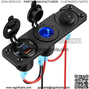 [2022 Newest] 12V Power Outlet Socket, 3 In 1 200W Cigarette Lighter Socket with PD Type C 3.0 & QC 3.0 USB Charger Waterproof for Marine, Car, RV, Motorcycle, Boat, Golf, ATV, etc