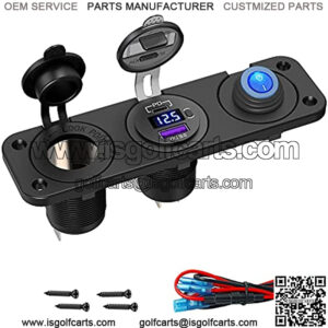 Cigarette Lighter 12V USB Outlet - Qidoe 48W PD& QC3.0 USB C Car Charger and DC 200W Cigarette Lighter Socket with Toggle Switch Waterproof DIY Panel for 12V/24V Car RV Marine Boat Camper Truck