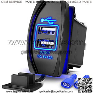 Dual USB Charger 4.2A Rocker Switch Style USB Charger 12V/24V Fast Charge Socket Waterproof Quick Charger for Cars Boats Trucks RVs