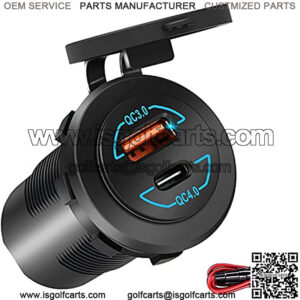 ??2022 New?? 12V USB Outlet/Outlet/Quick Charge 4.0 PD Type C/Quick Charge 3.0 USB Charger Socket/ADSDIA 12V/24V USB C Outlet/90W Waterproof Car Power Socket for Car, Boat, Motorcycle, Golf