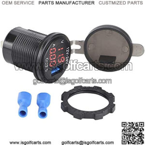 3 in 1 Car 3.0 USB Charger with Digital Voltmeter Ammeter Monitoring Fast Charging for Phone(red)