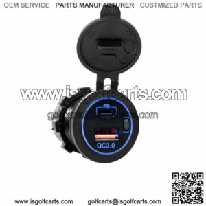 Fast Charge 3.1 USB C Charger 12V/24V Dual Port Charger Power Adapter