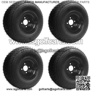 18x8.50-8 GTX OEM Golf Cart Wheels and Golf Cart Tires Combo - Set of 4 (18x8.5-8, Black)