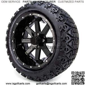 14" MODZ Assault Black Ball Mill Golf Cart Wheels and All Terrain Tires Combo Set of 4