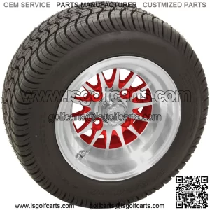 10" Machined Red Wheels with Street Low Profile Tire Options Combo