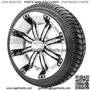 14" Black White SS Wheels with Street Low Profile Tire Combo