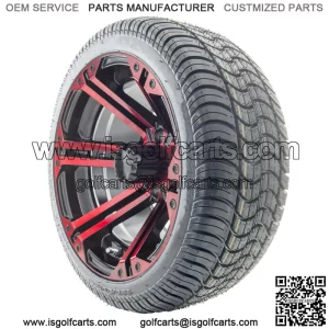 14" RX354 Black and Red Wheels and Tires Combo