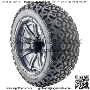 14" Matte Black Wheels and Lifted Tires Combo